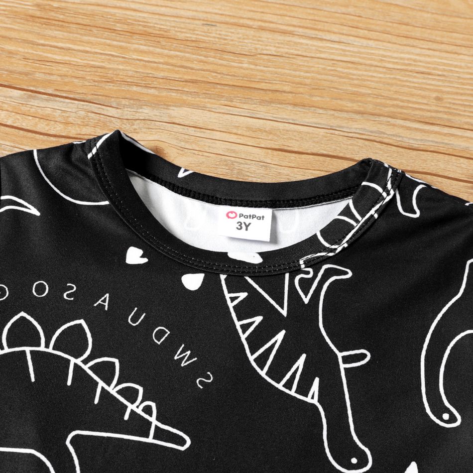 Toddler Boy Animal Dinosaur Print Short-sleeve Tee Black big image 3