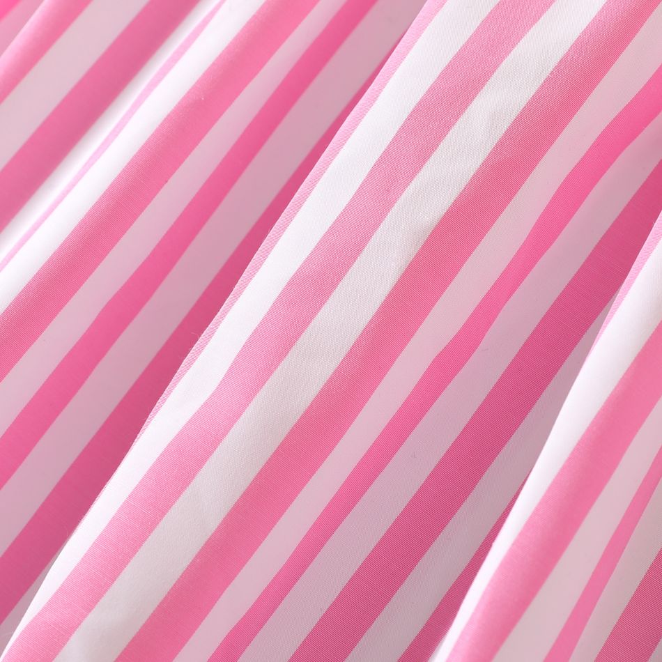 Kid Girl Stripe Flutter-sleeve Strap Dress Pink big image 6