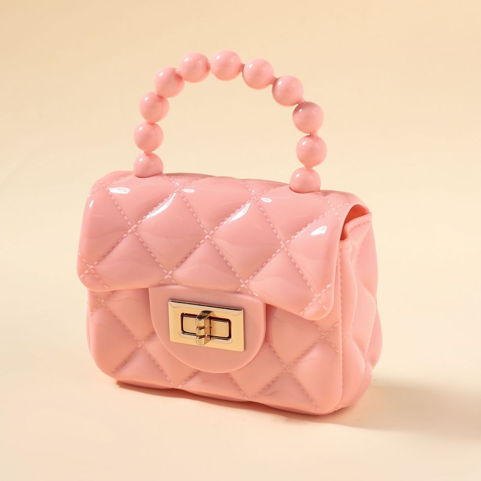 Toddler / Kid Pure Color Geometry Lingge Pearl Handbag Clutch Purse for Girls Pink big image 6