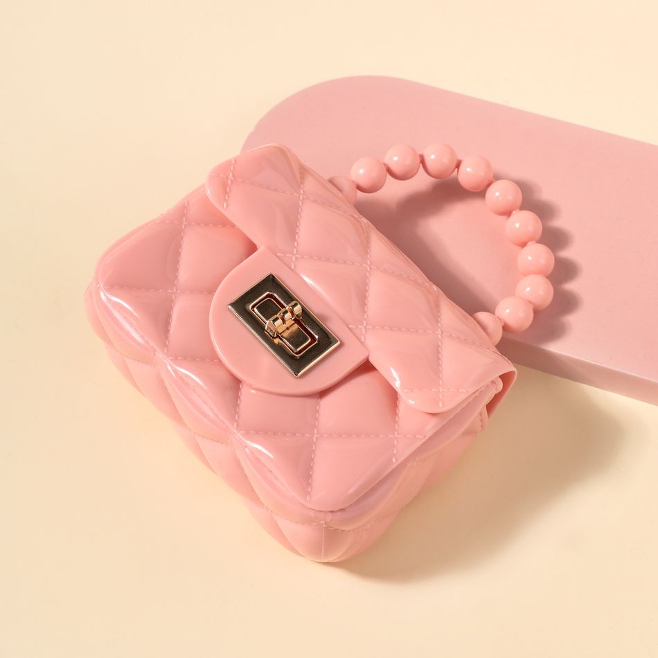 Kleinkind-/Kind-reine Farbgeometrie Lingge-Perlenhandtaschen-Kupplungsgeldbeutel für Mädchen rosa big image 7