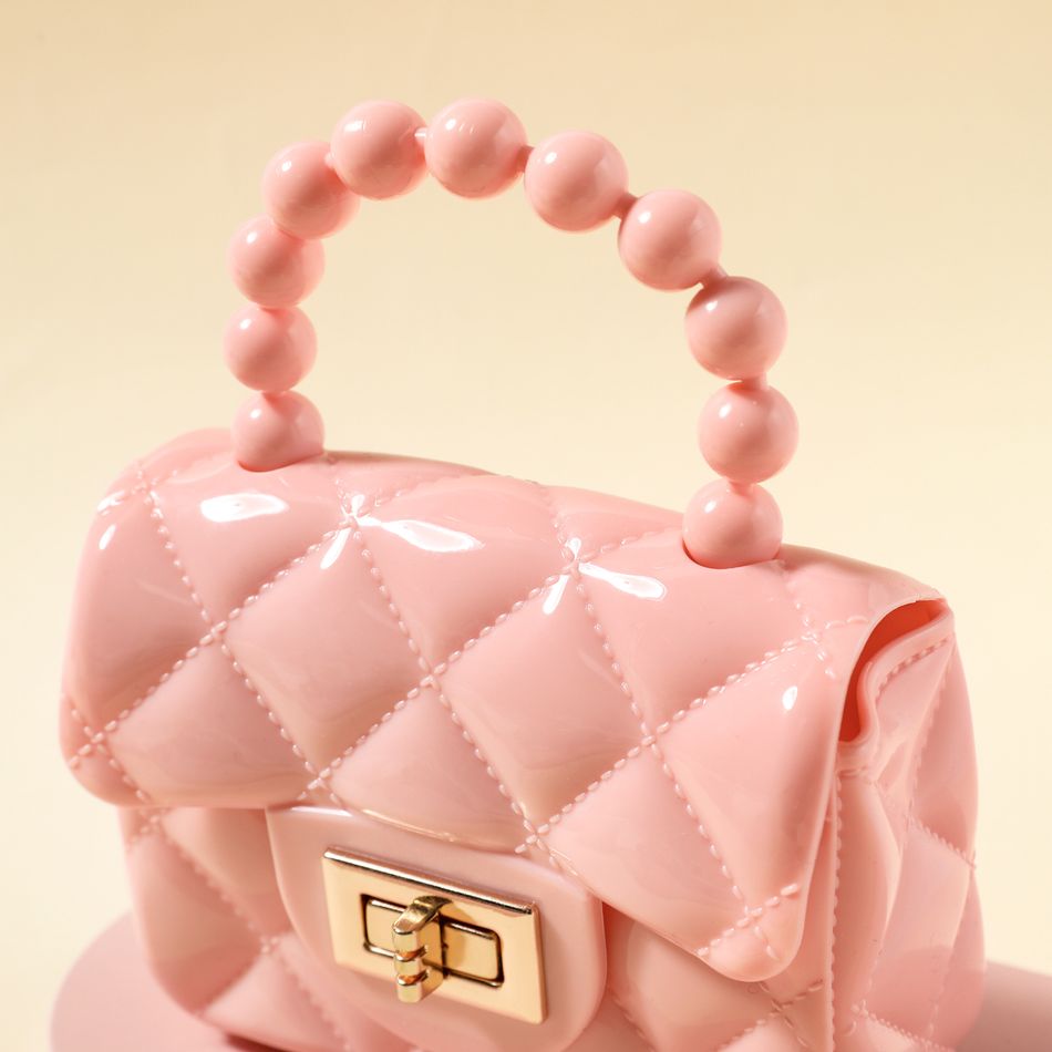 Toddler / Kid Pure Color Geometry Lingge Pearl Handbag Clutch Purse for Girls Pink big image 7