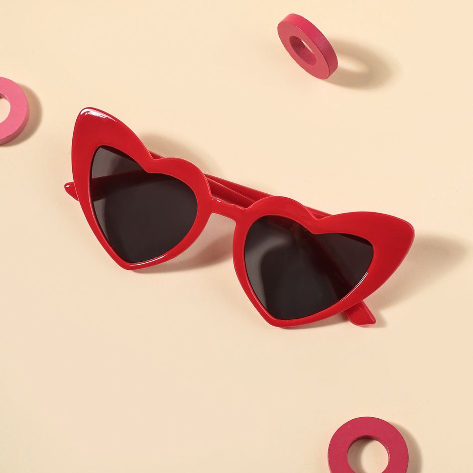 Kids Glasses Trendy Heart Plastic Frame Decorative Glasses (Random Glasses Case Color) Red big image 3