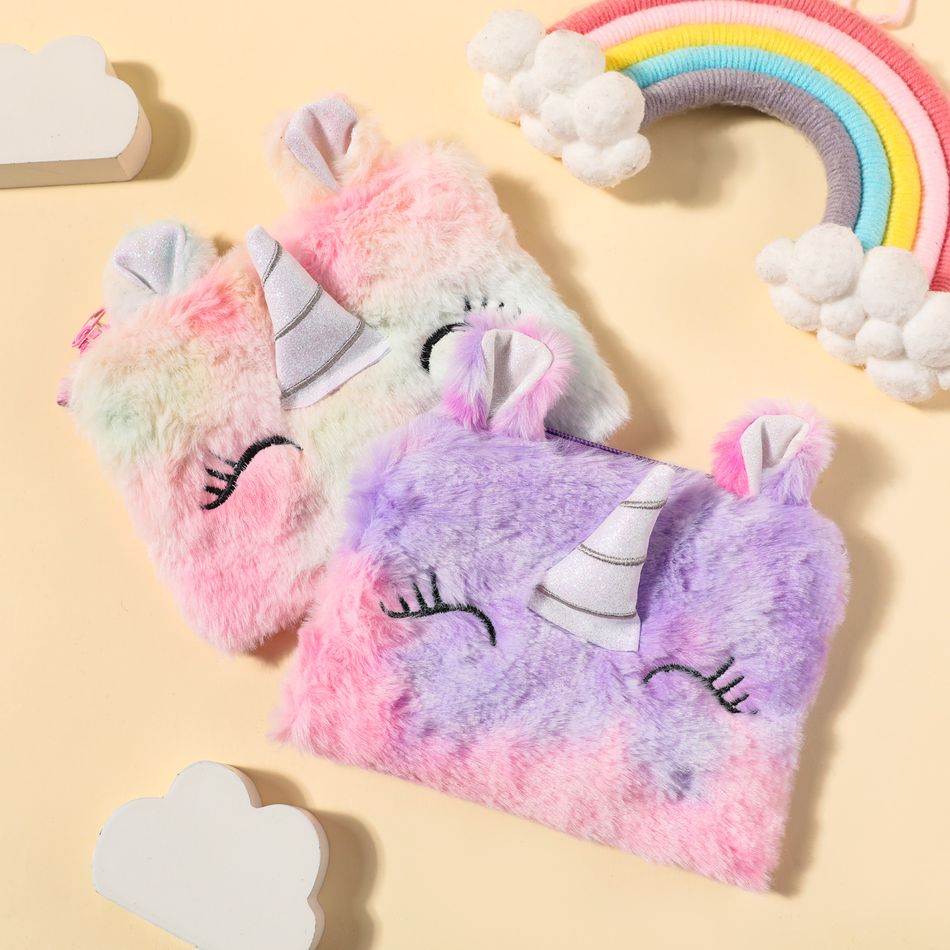 Kids Fluffy Fleece Unicorn Crossbody Shoulder Bag Coin Purse for Girls Pink big image 3