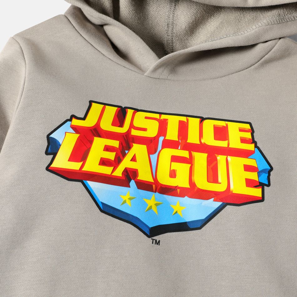 مجموعة من قطعتين من مجموعة ملابس الأبطال الخارقين للأولاد والبنات الصغار من Justice league رمادي فاتح big image 2