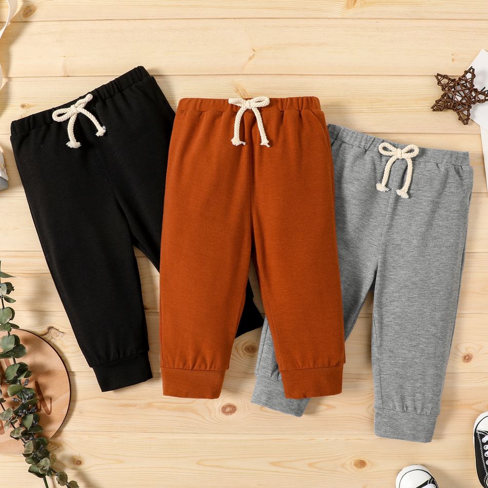 Baby Boy Solid Relaxed-Fit Joggers Pants Sweatpants Brown big image 1