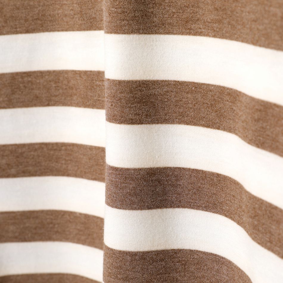 Kid Girl Turtleneck Stripe Long-sleeve Tee Brown big image 5