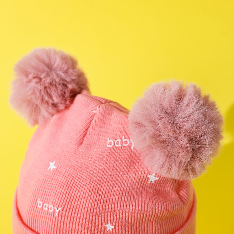 Baby Cartoon Bär warme Rippstrickmütze mit Bündchen rosa big image 3