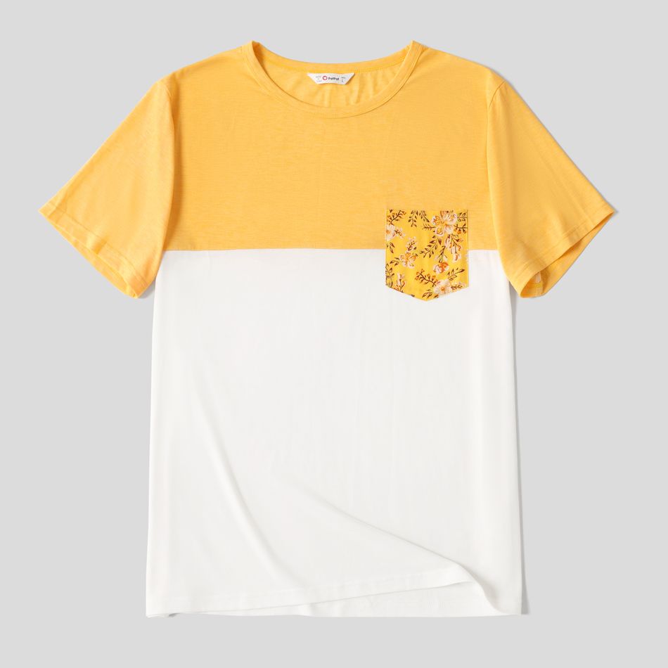 Family Matching Yellow Boho Floral Print Sleeveless Dress and Short-sleeve T-shirts Sets Yellow big image 16