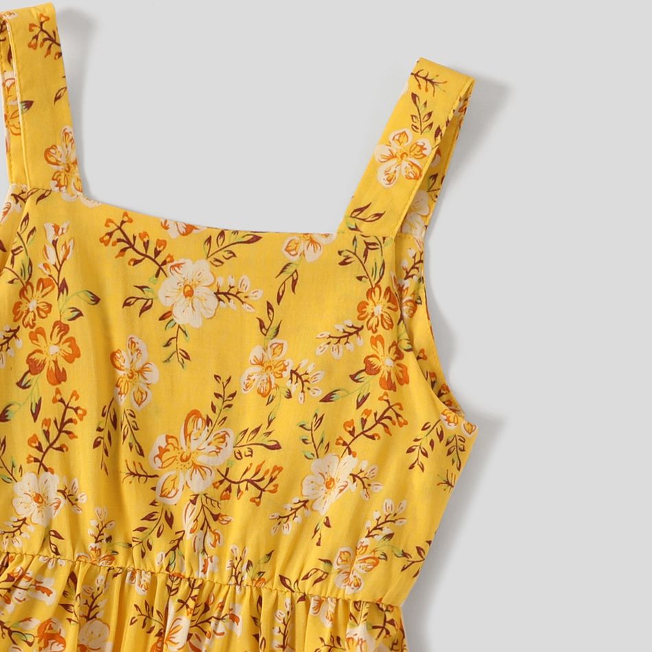 Family Matching Yellow Boho Floral Print Sleeveless Dress and Short-sleeve T-shirts Sets Yellow big image 12