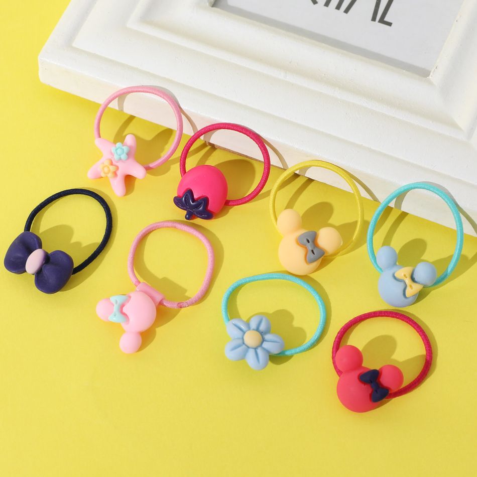 50er-Pack Blumenbogen-Cartoon-Dekor Multicolor-Elastik-Haargummis für Mädchen Farbblock big image 2