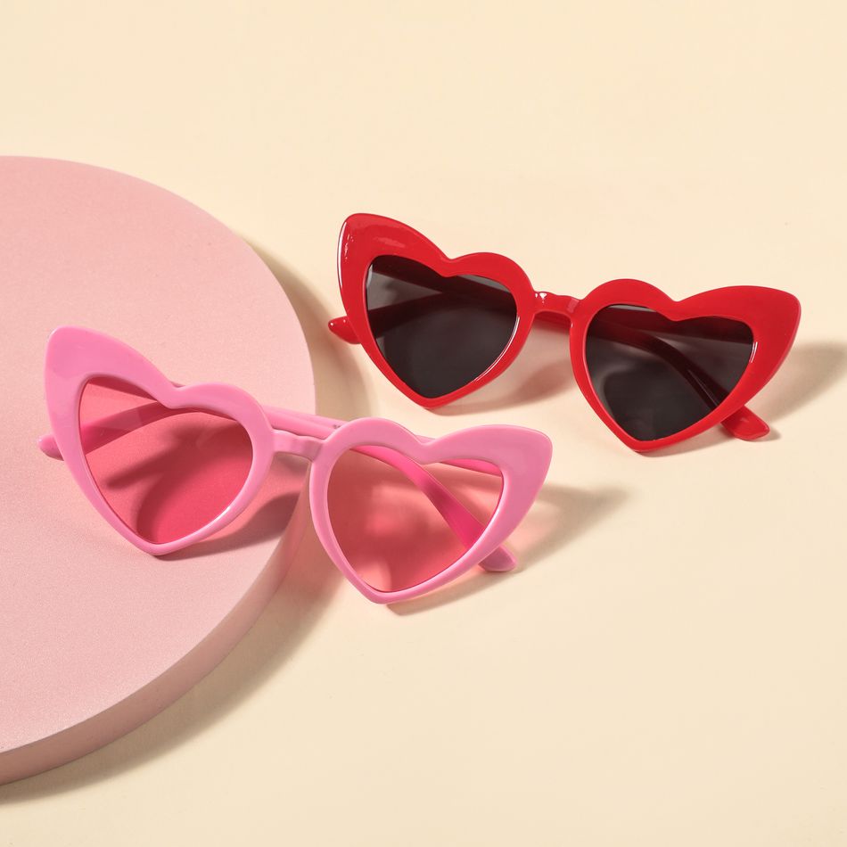 Kids Glasses Trendy Heart Plastic Frame Decorative Glasses (Random Glasses Case Color) Red big image 1