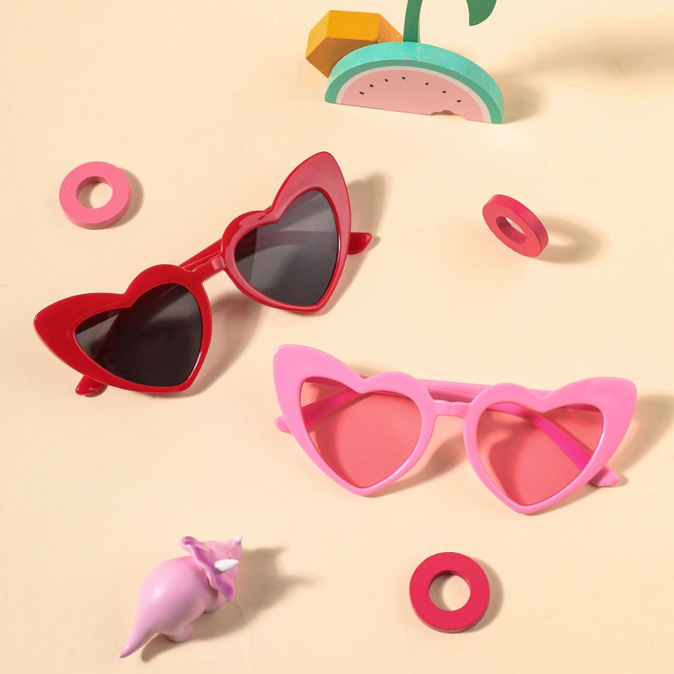 Kids Glasses Trendy Heart Plastic Frame Decorative Glasses (Random Glasses Case Color) Red big image 2