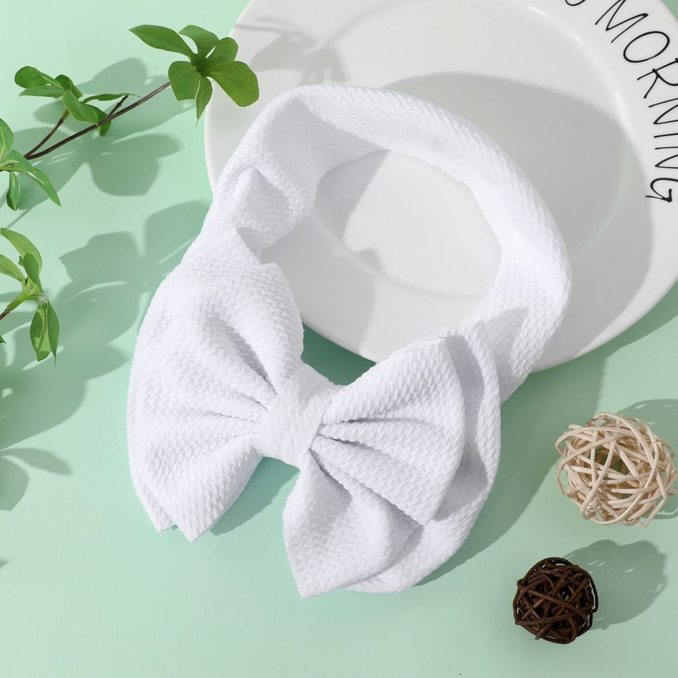 Pure Color Double Layer Bow Headband for Girls White big image 5