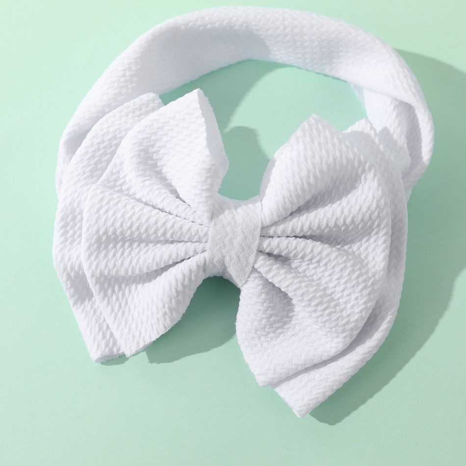 Pure Color Double Layer Bow Headband for Girls White