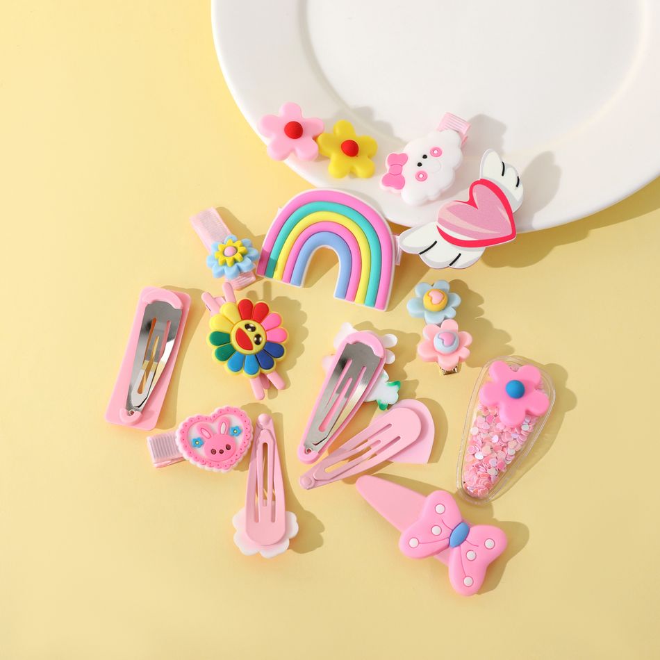 14-pack Cute Cartoon Hair Clips Hair Accessories for Girls Pink big image 7