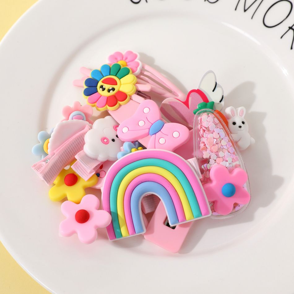 14-pack Cute Cartoon Hair Clips Hair Accessories for Girls Pink big image 6