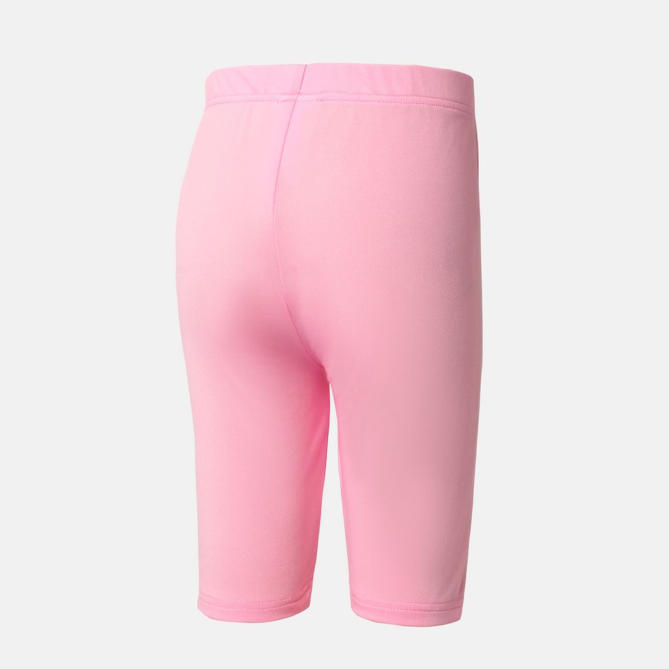 Kid Girl Solid Color Elasticized Leggings Shorts Pink big image 5