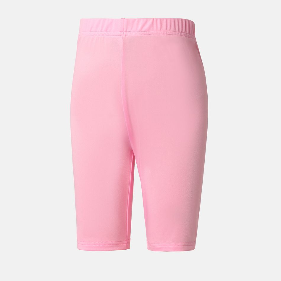 Kid Girl Solid Color Elasticized Leggings Shorts Pink