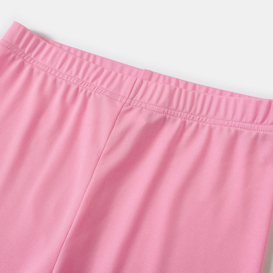 Kid Girl Solid Color Elasticized Leggings Shorts Pink big image 3