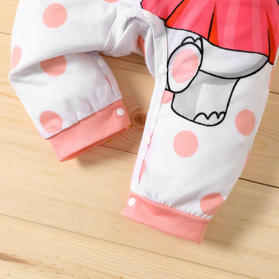Baby Boy/Girl Cartoon Elephant Print Short-sleeve Jumpsuit Pink big image 5