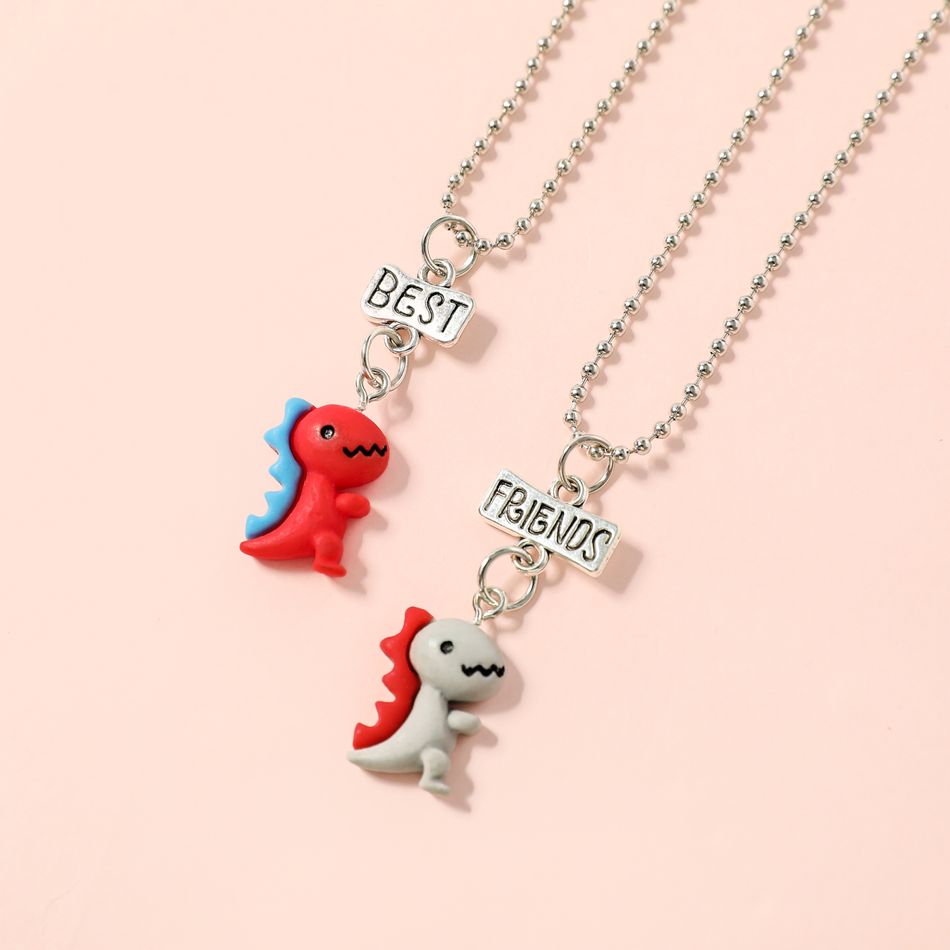 2-pack Letter Dinosaur Pendant Alloy Necklace Set Light Grey big image 6