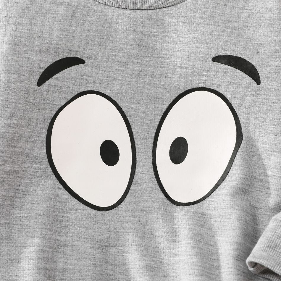 2-piece Toddler Boy/Girl Eye Print Pullover Sweatshirt and Pants Casual Set Grey big image 7
