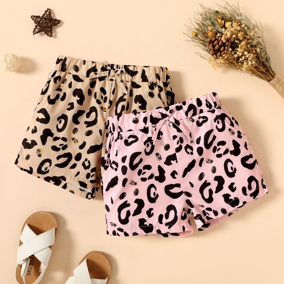 1 Stück Kleinkinder Damen Lässig Leopardenmuster Shorts rosa big image 2