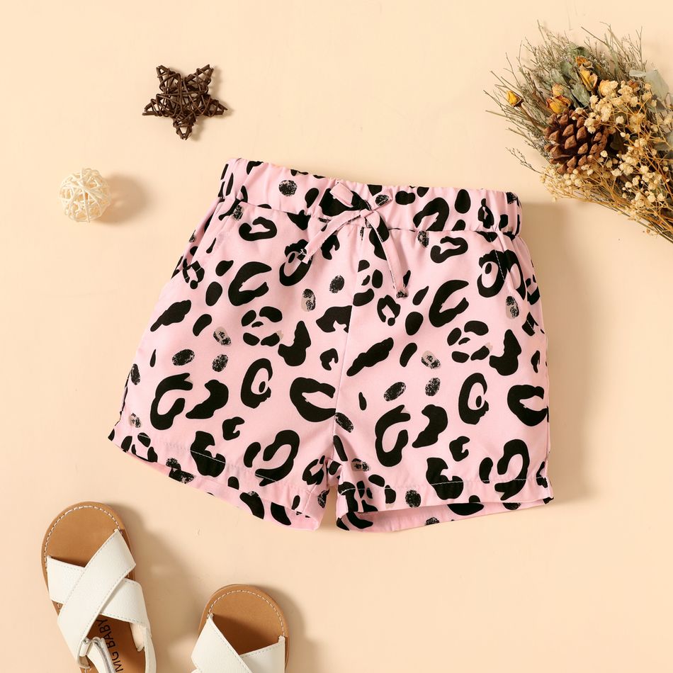1 Stück Kleinkinder Damen Lässig Leopardenmuster Shorts rosa