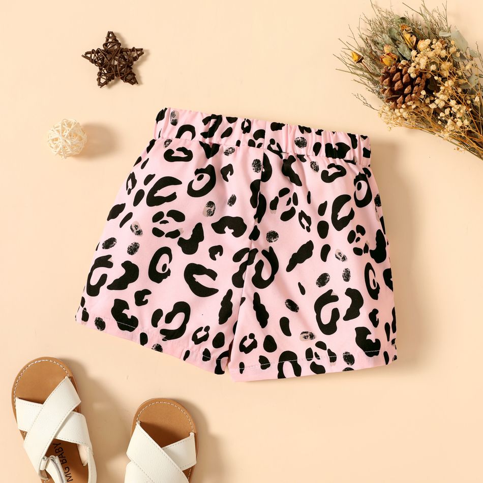 1 Stück Kleinkinder Damen Lässig Leopardenmuster Shorts rosa big image 3