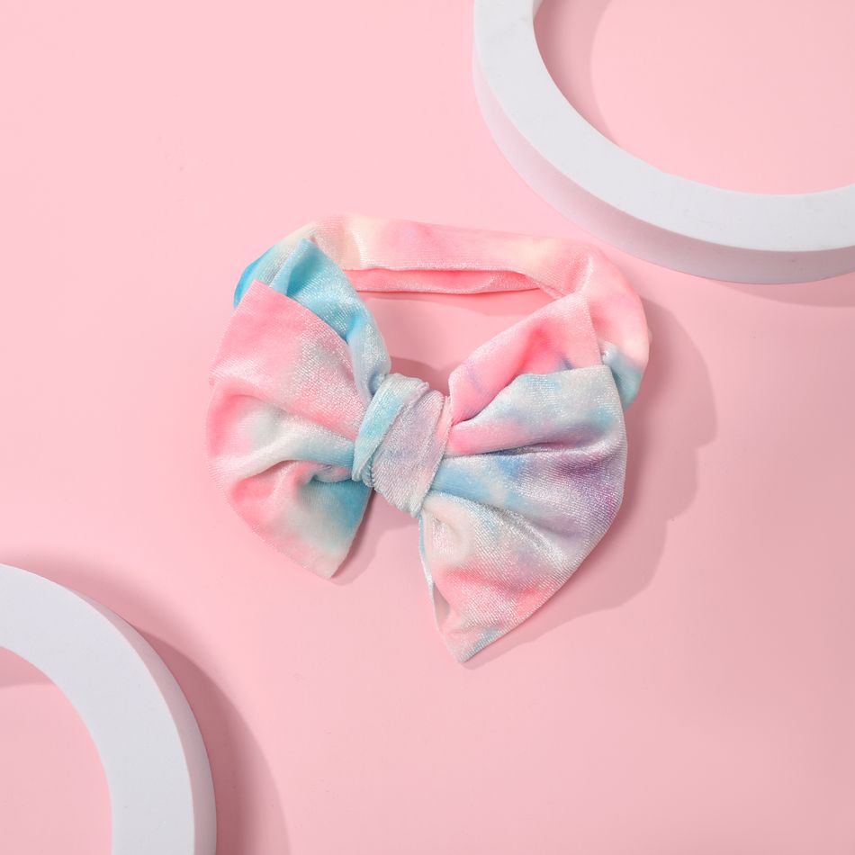 Tie Dye Big Bow Headband Hair Accessory for Girls Pink big image 1