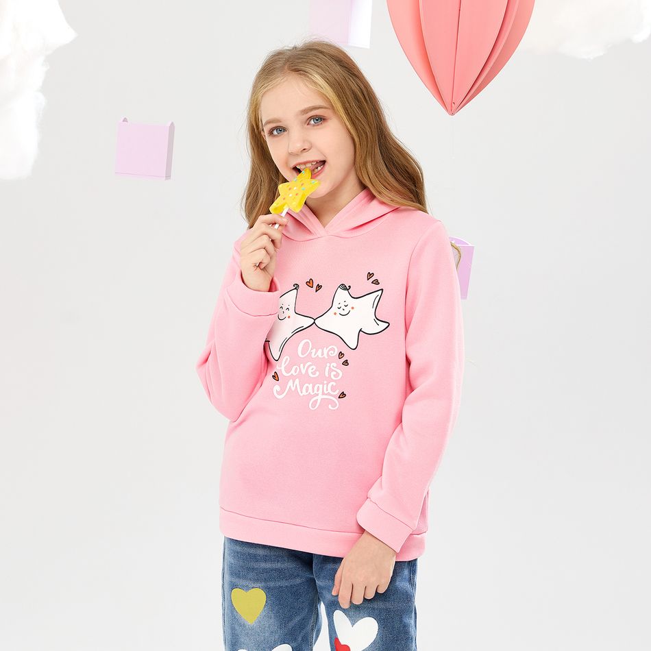 Criança Mulher Estrelas/lua/nuvens Com capuz Sweatshirt Rosa big image 4