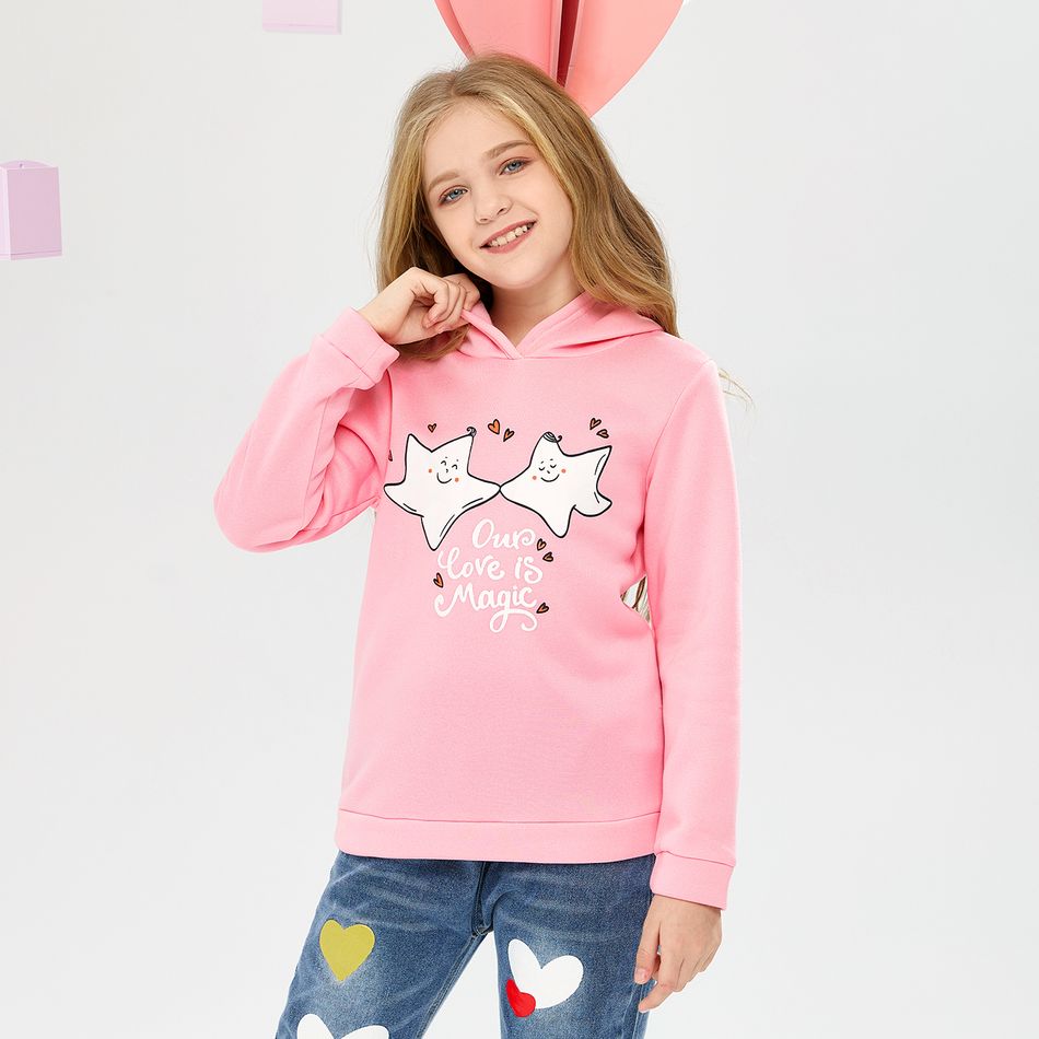 Criança Mulher Estrelas/lua/nuvens Com capuz Sweatshirt Rosa big image 1