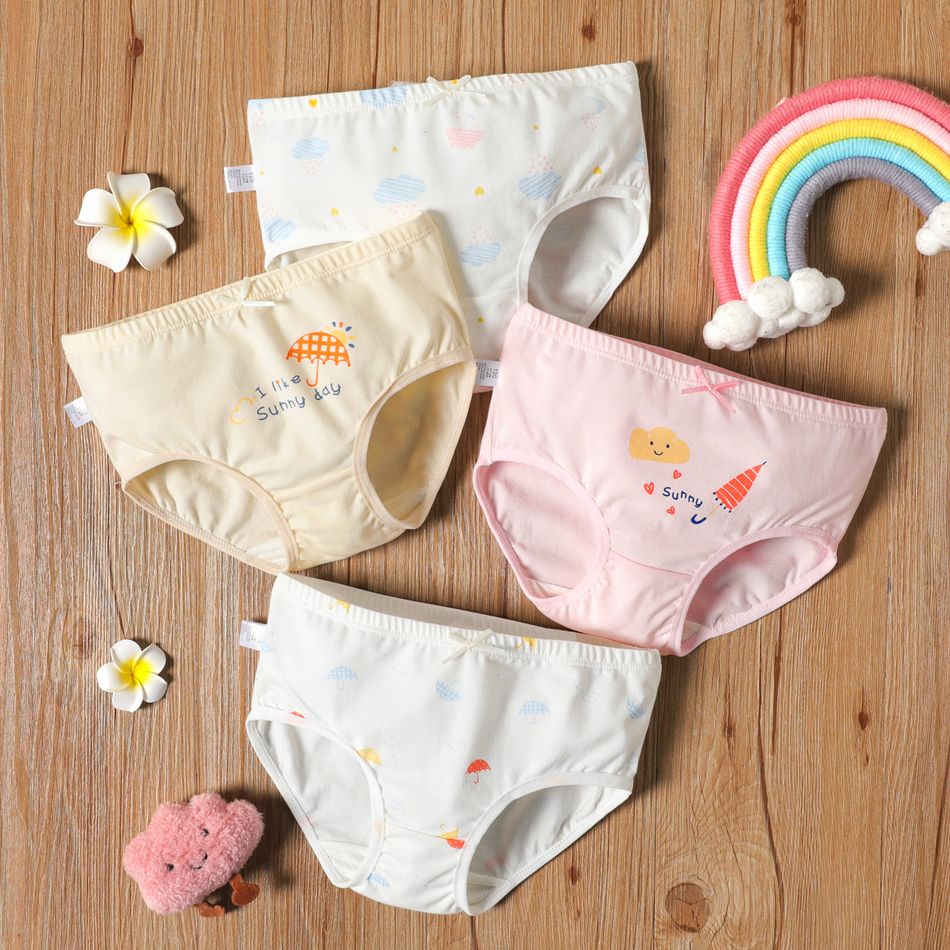 4-Pack Toddler Girl Umbrella/Cloud Print Briefs Underwear Multi-color