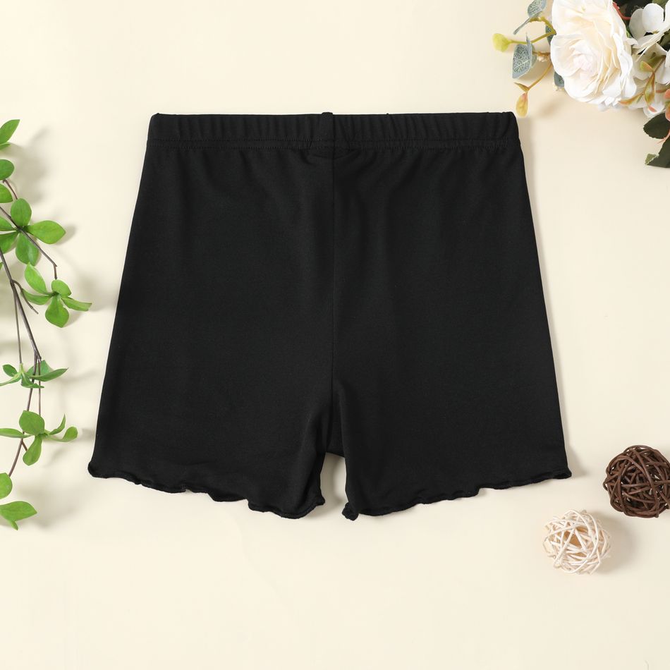 Shorts leggings de cor sólida com design bowknot para crianças Preto