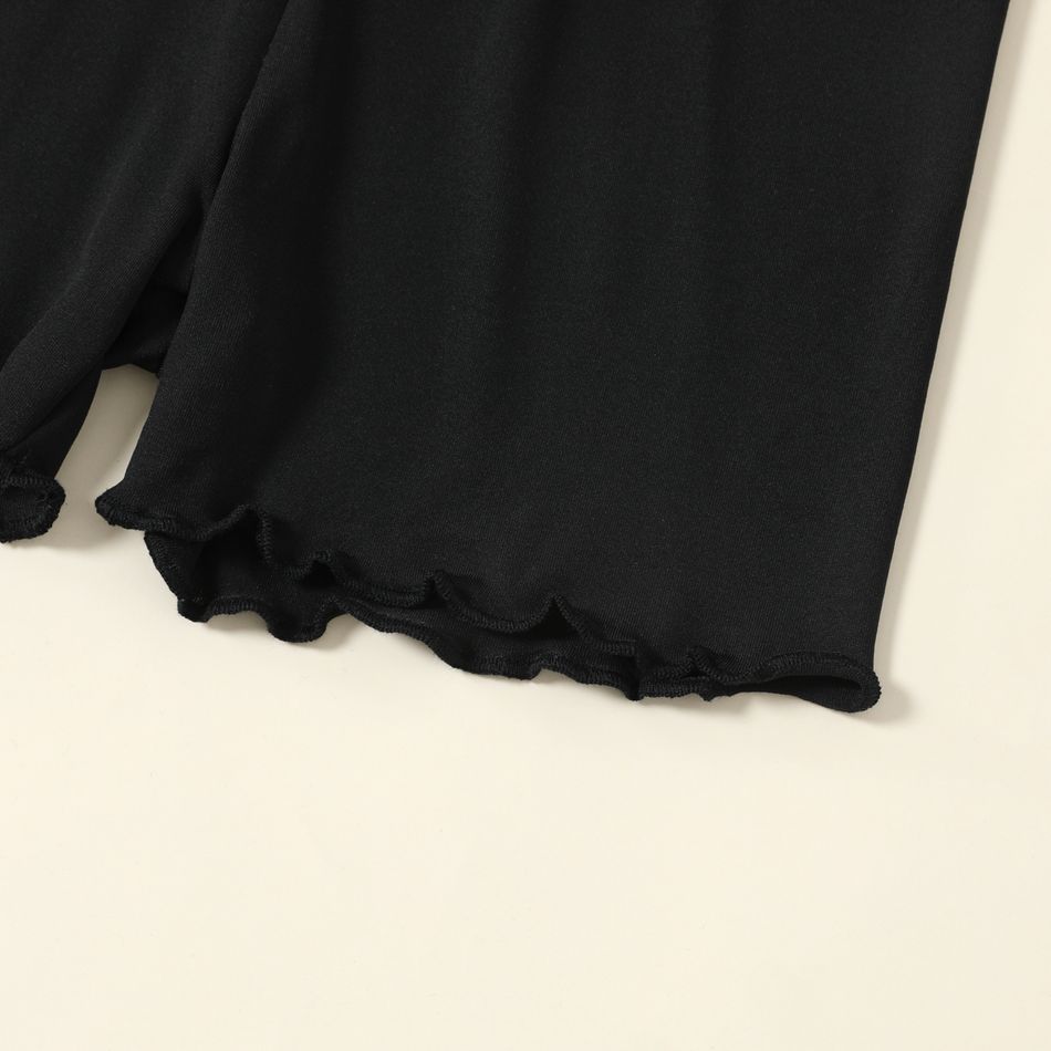 Shorts leggings de cor sólida com design bowknot para crianças Preto big image 4