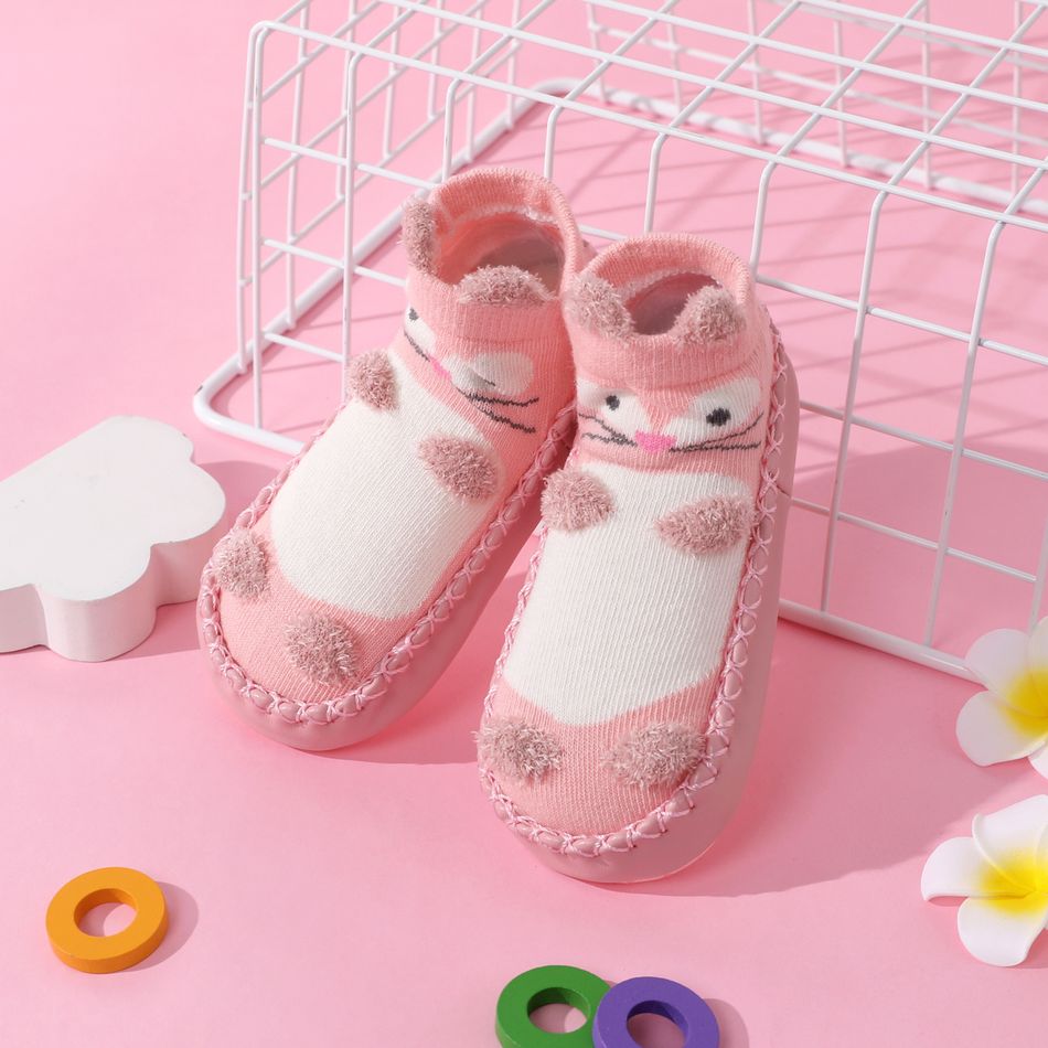 Baby / Toddler Cute Cartoon 3D Dual Ears Shoe Socks Pink big image 1