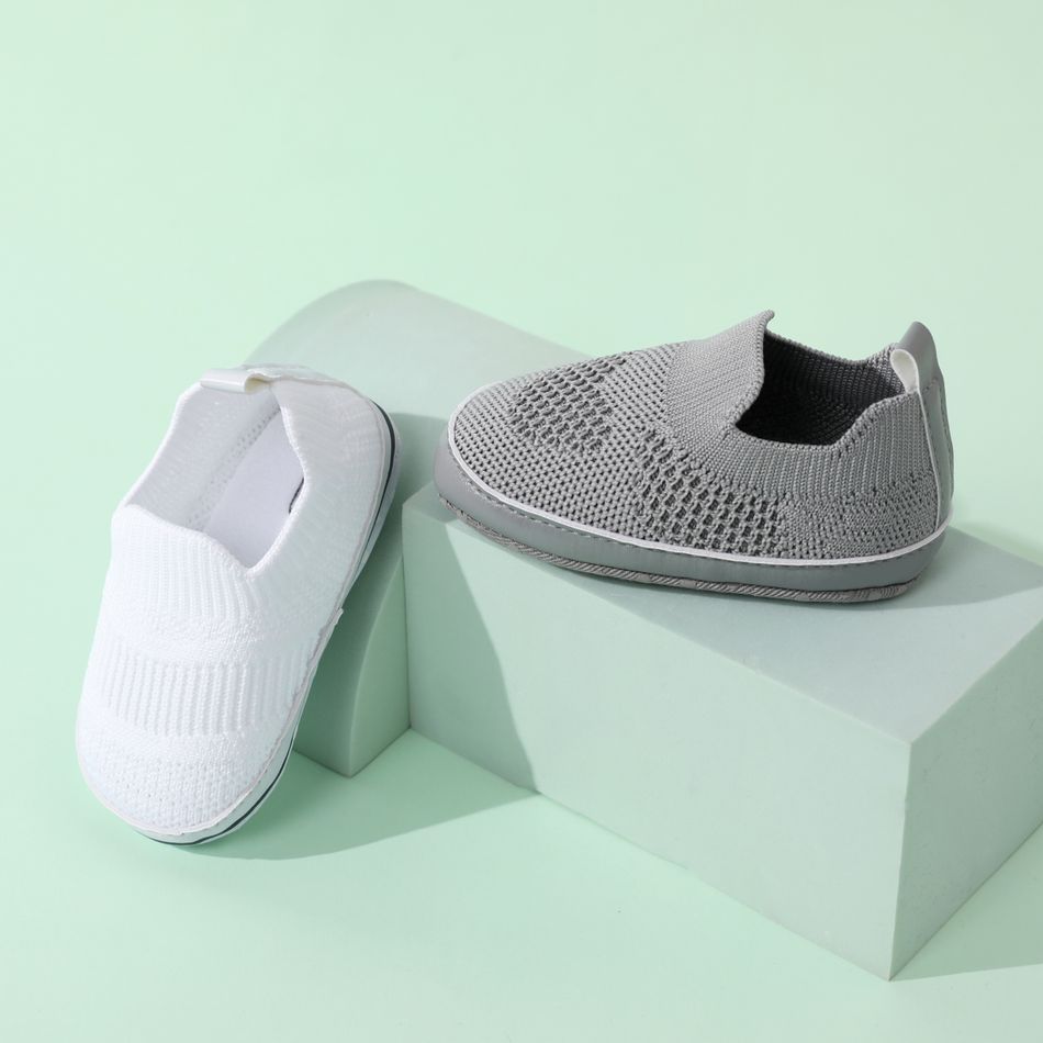 Baby / Toddler Stripe Heart Graphic Breathable Slip-on Prewalker Shoes White big image 4