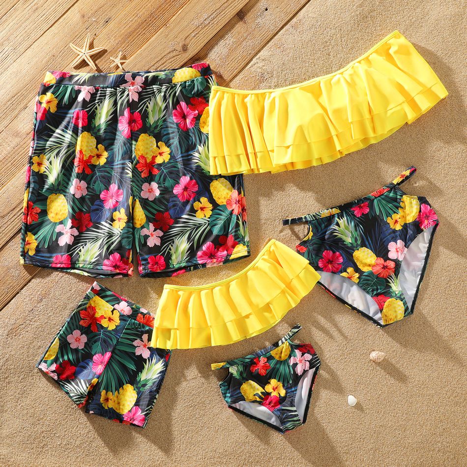 Family Matching Colorful Floral Print Two-Piece Swimsuit Colorful