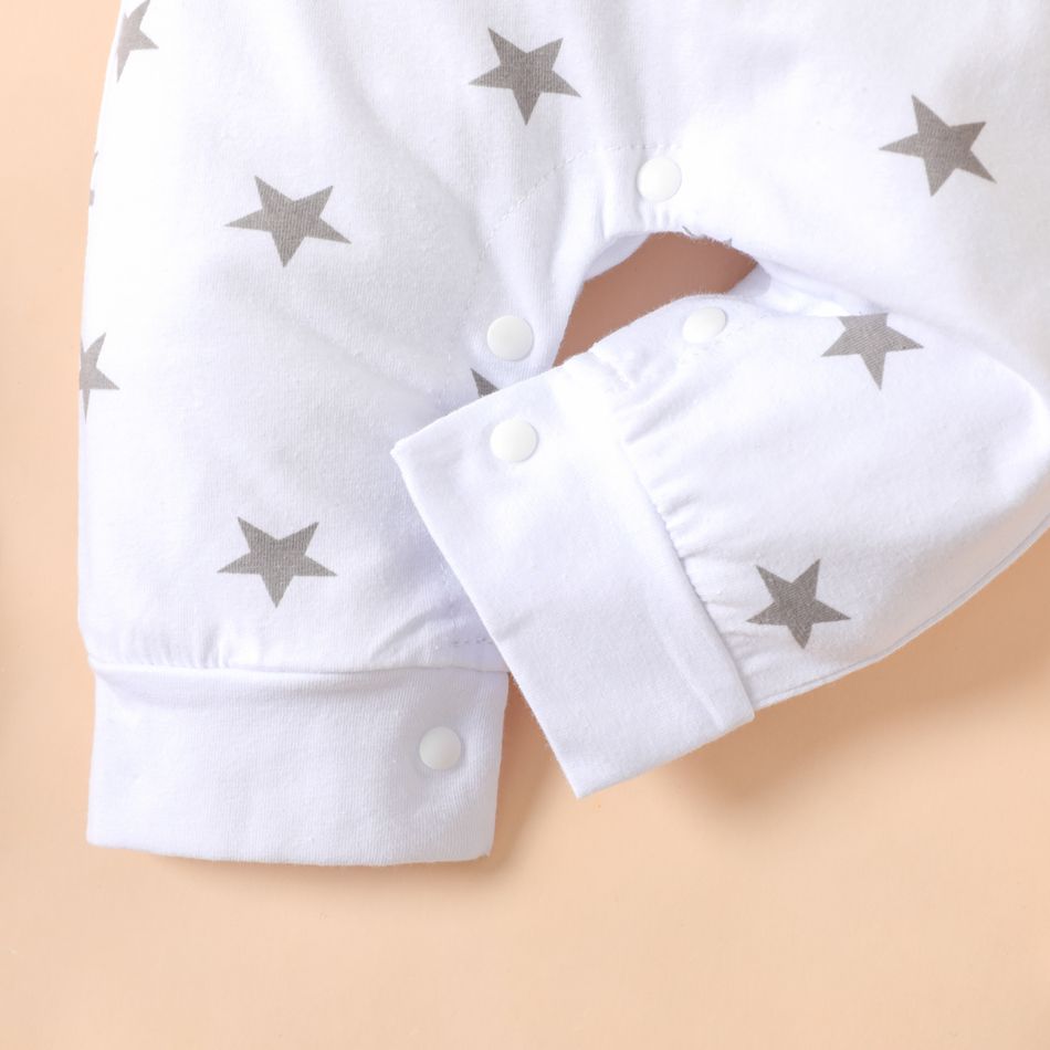 Mother's Day Baby Boy/Girl 95% Cotton Long-sleeve Love Heart Letter Print Stars/Striped Jumpsuit White big image 5