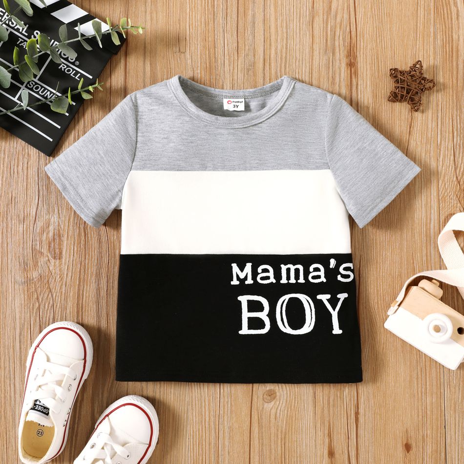 Toddler Boy Letter Print Colorblock Short-sleeve Tee flowergrey