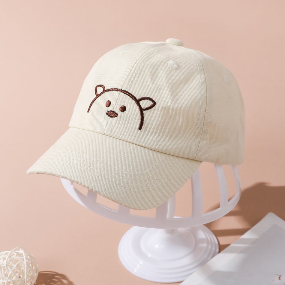 Toddler / Kid Cute Cartoon Bear Embroidered Baseball Cap Beige