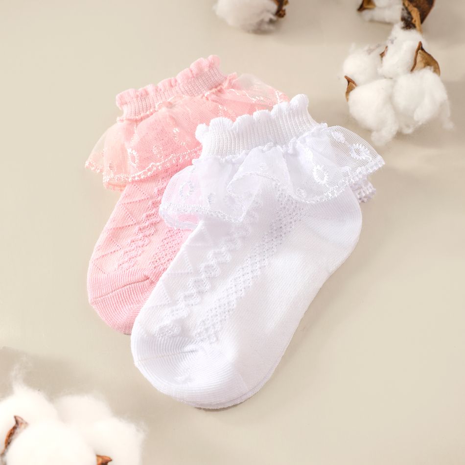 calzini da ballo traspiranti di colore puro con rifiniture in pizzo per neonati / bambini piccoli Bianco big image 7