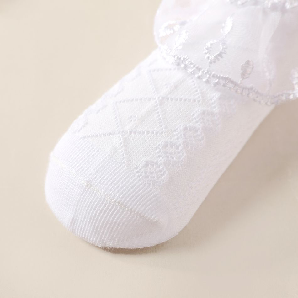 Baby / Toddler / Kid Lace Trim Pure Color Breathable Socks Dance Socks White big image 2