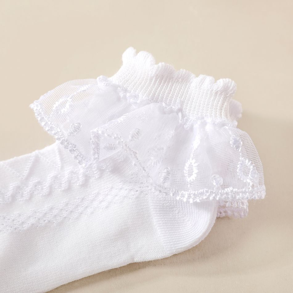 calzini da ballo traspiranti di colore puro con rifiniture in pizzo per neonati / bambini piccoli Bianco big image 4