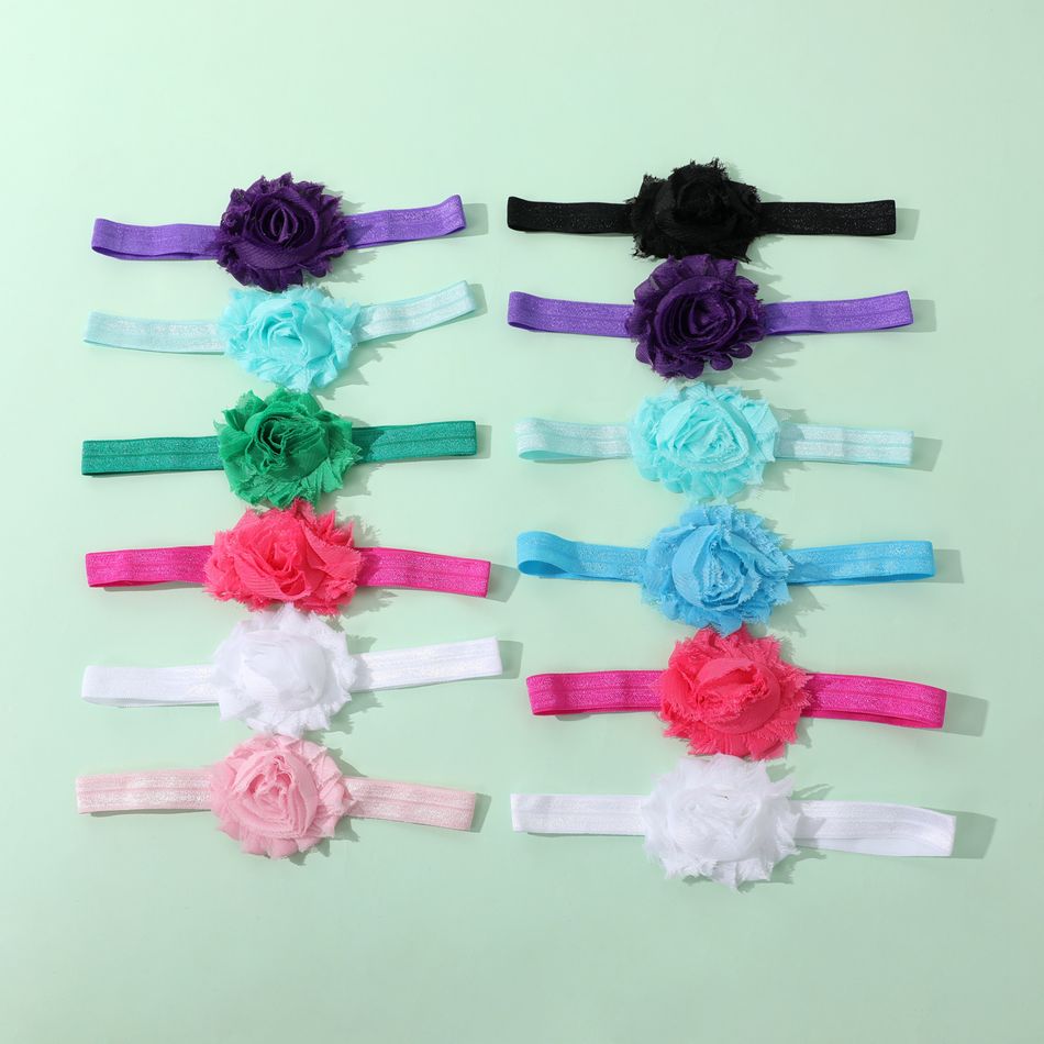 6-pack Pure Color Chiffon Big Floral Headband Hair Accessories for Girls Green big image 2