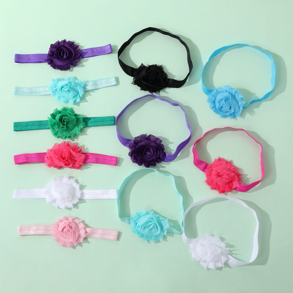 6-pack Pure Color Chiffon Big Floral Headband Hair Accessories for Girls Green big image 3