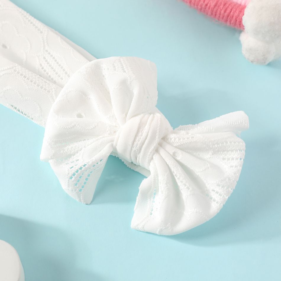 Hollow Out Bow Stretchy Headband for Girls White big image 3