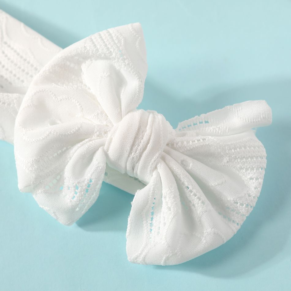 Hollow Out Bow Stretchy Headband for Girls White big image 4