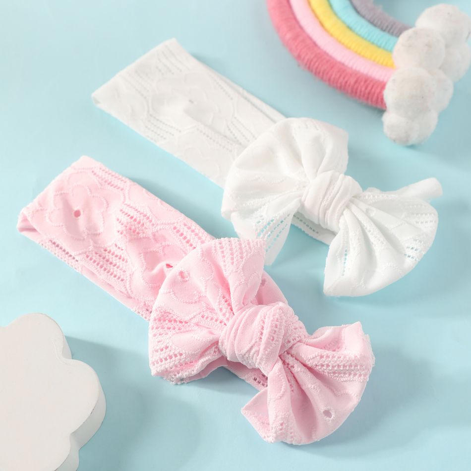 Hollow Out Bow Stretchy Headband for Girls White big image 7