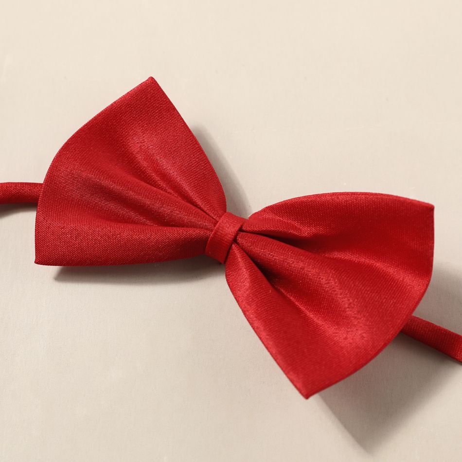 Conjunto de suspensório elástico ajustável de cor pura e gravata borboleta para meninos e meninas Vermelho big image 2
